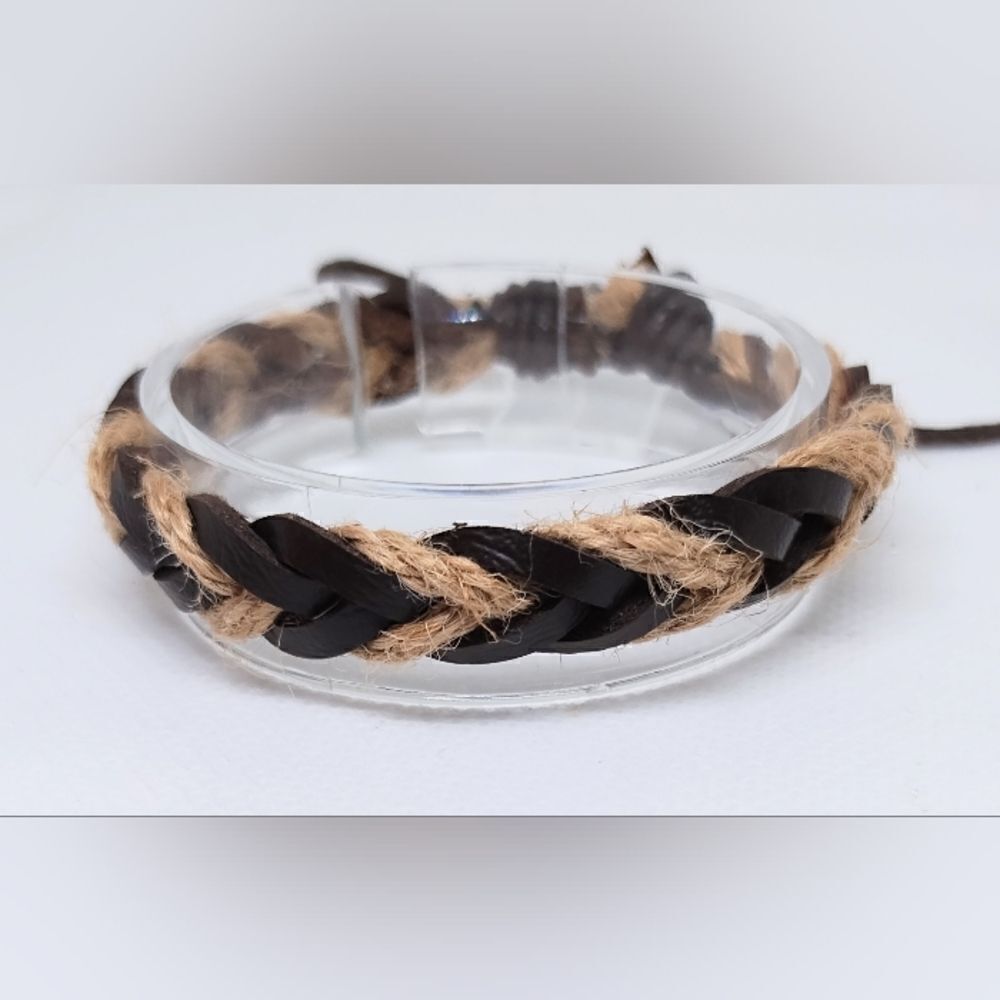 Men's bracelet braided rope brown new e6